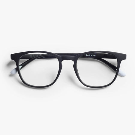 Black eyeglasses on a white background