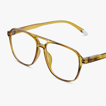 Olive eyeglasses on a white background