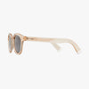 Sunglasses with a pink frame on a white background