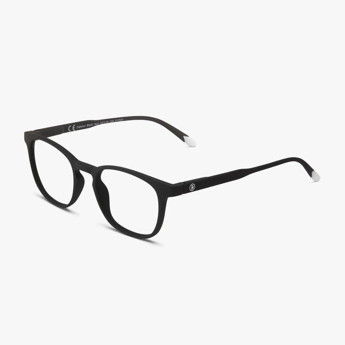 Black eyeglasses on a white background