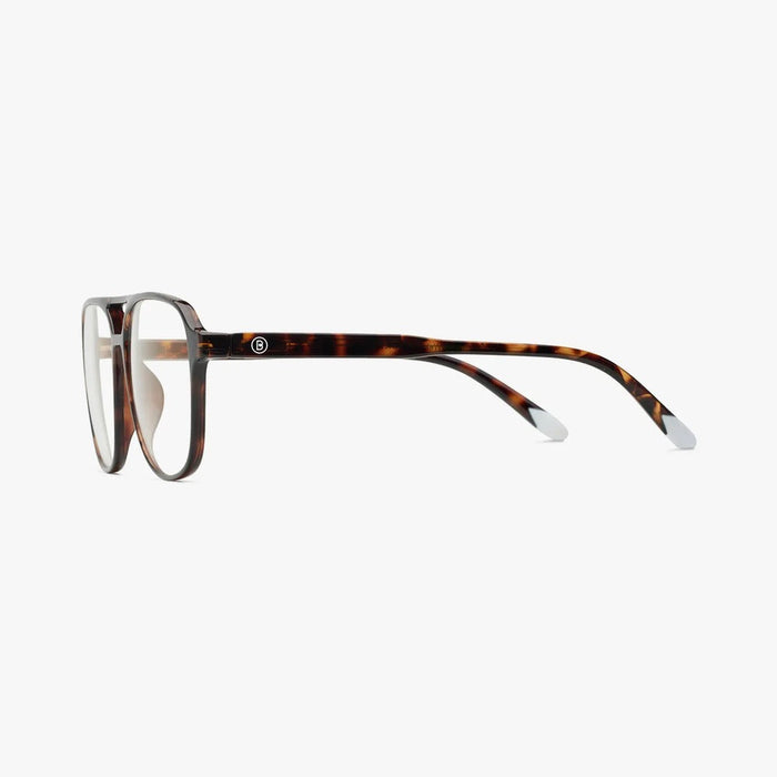 Tortoiseshell eyeglasses on a white background