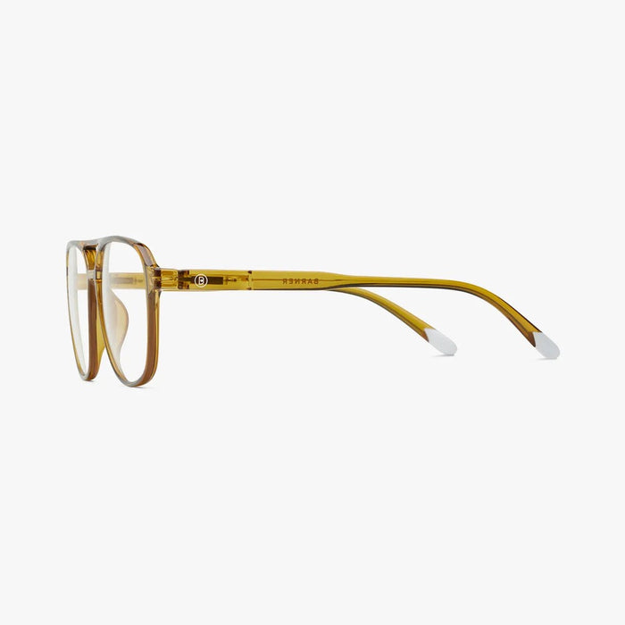 Eyeglasses with a olive frame on a white background
